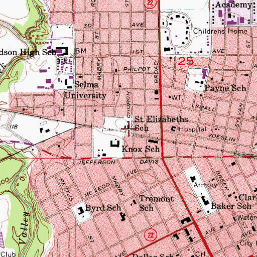 Topographic Map of Saint Elizabeth Convent, AL