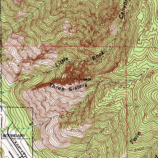 Topographic Map of Three Sisters, UT