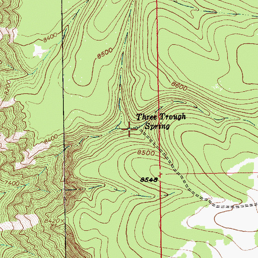 Topographic Map of Three Trough Spring, UT