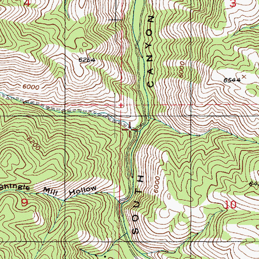 Topographic Map of Threemile Canyon, UT