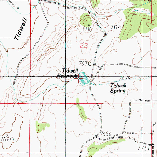 Topographic Map of Tidwell Reservoir, UT