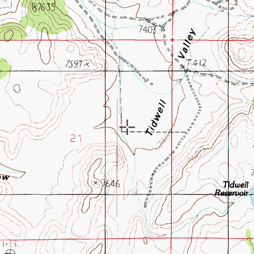 Topographic Map of Tidwell Valley, UT