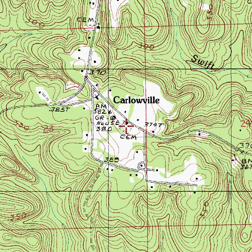 Topographic Map of Saint Pauls Church, AL