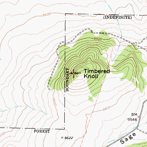 Topographic Map of Timbered Knoll, UT