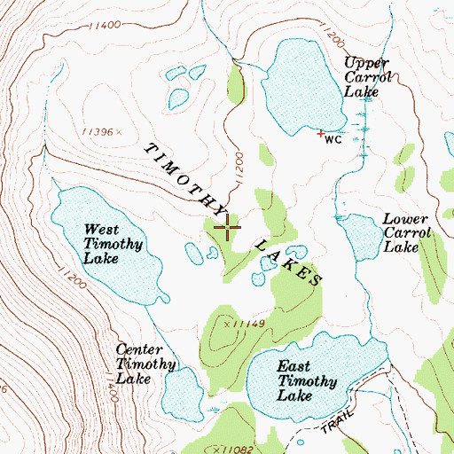 Topographic Map of Timothy Lakes, UT