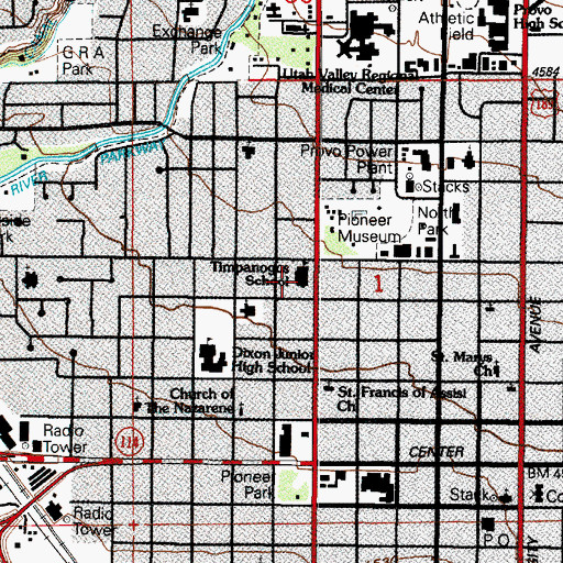 Topographic Map of Timpanogos Elementary School, UT