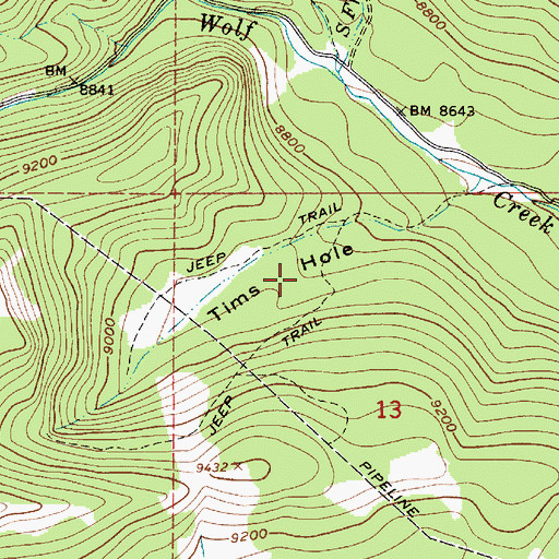 Topographic Map of Tims Hole, UT