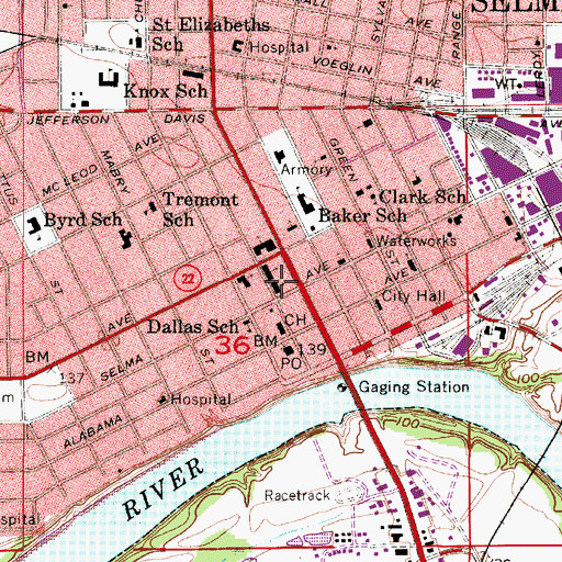 Topographic Map of Saint Pauls Episcopal Church, AL
