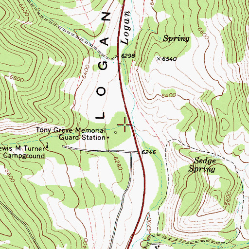 Topographic Map of Tony Grove Creek, UT