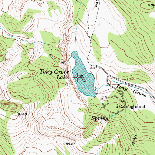 Topographic Map of Tony Grove Lake, UT