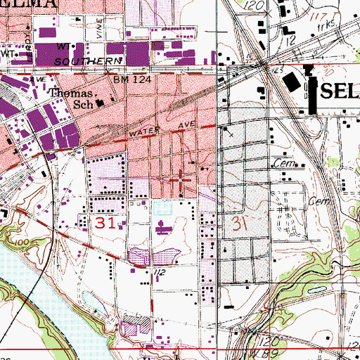Topographic Map of Saint Timothy School (historical), AL