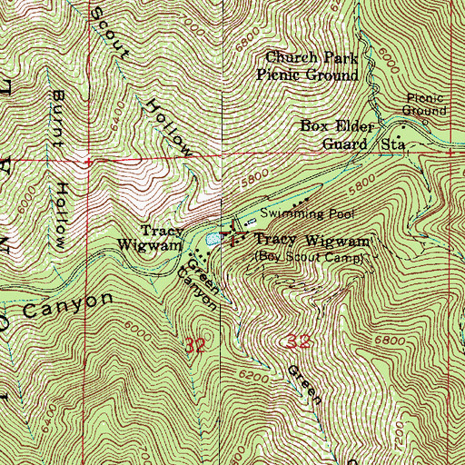 Topographic Map of Tracy Wigwam, UT