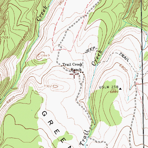 Topographic Map of Trail Creek Ranch, UT