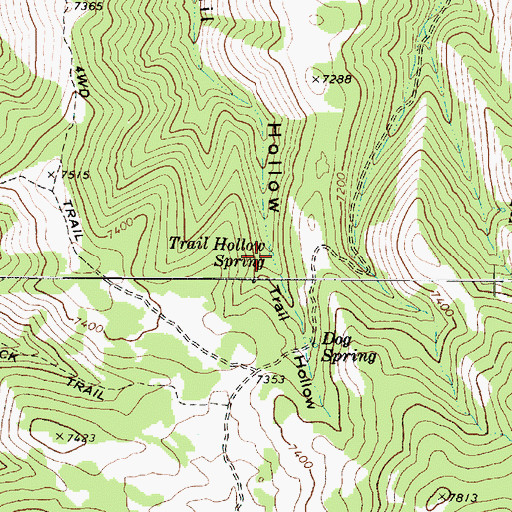 Topographic Map of Trail Hollow Spring, UT