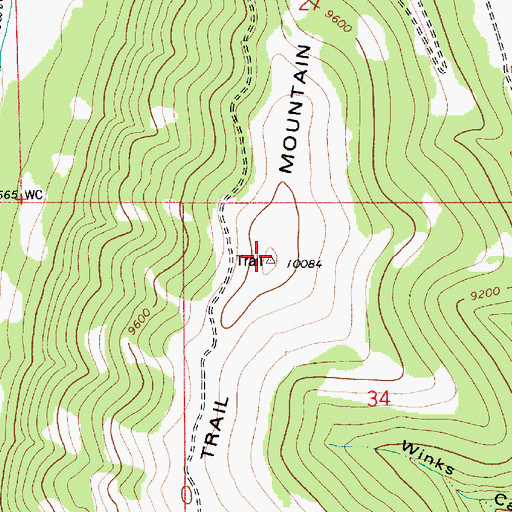 Topographic Map of Trail Mountain, UT