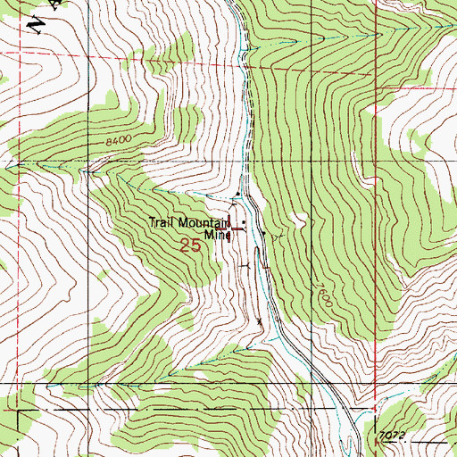 Topographic Map of Trail Mountain Mine, UT