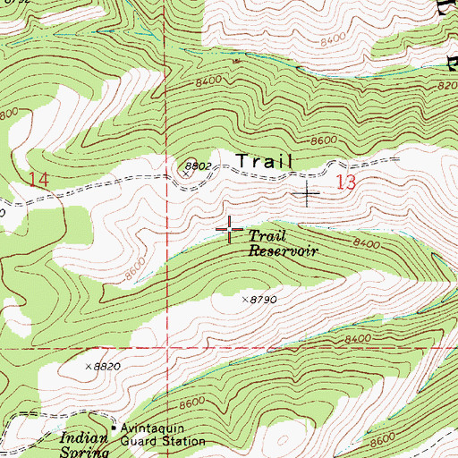 Topographic Map of Trail Reservoir, UT