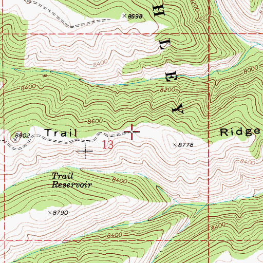 Topographic Map of Trail Ridge, UT