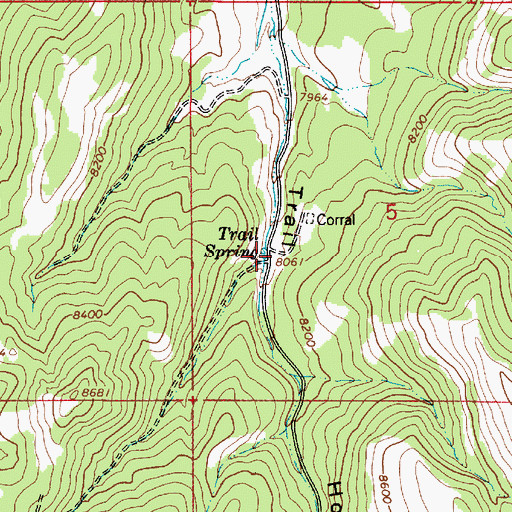 Topographic Map of Trail Spring, UT