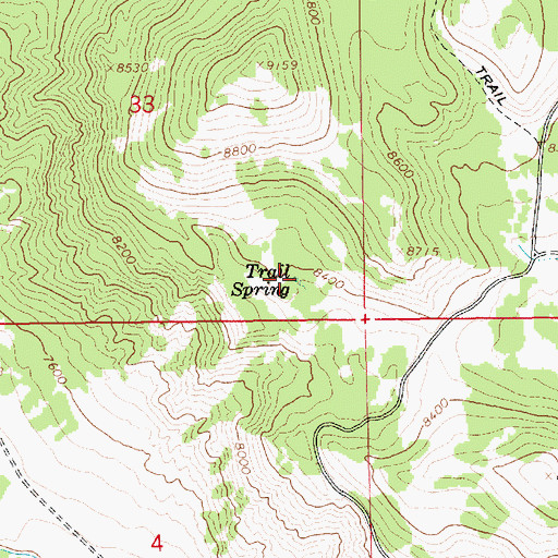 Topographic Map of Trail Spring, UT