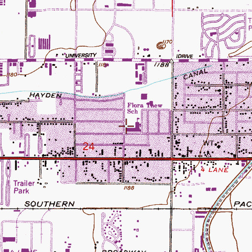 Topographic Map of Thew Elementary School, AZ