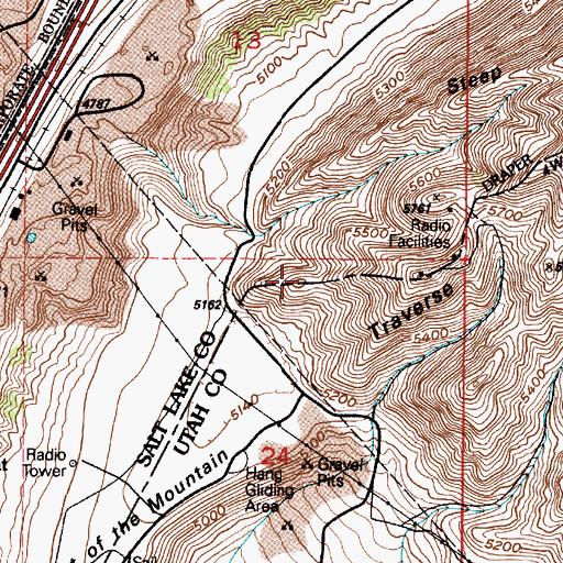Topographic Map of Traverse Mountains, UT