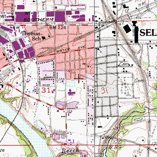 Topographic Map of Second Baptist Church of Selma, AL