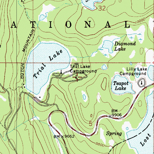 Topographic Map of Trial Lake Campground, UT