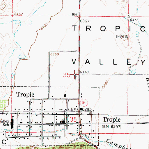 Topographic Map of Tropic Valley, UT