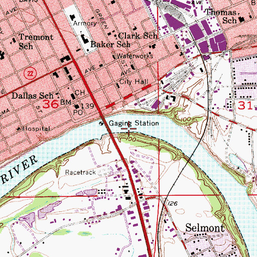 Topographic Map of Selma Bar, AL