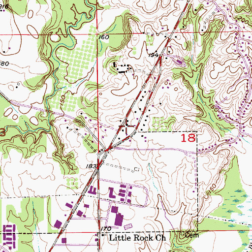 Topographic Map of Selma Church, AL