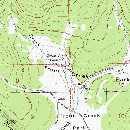 Topographic Map of Trout Creek Guard Station, UT