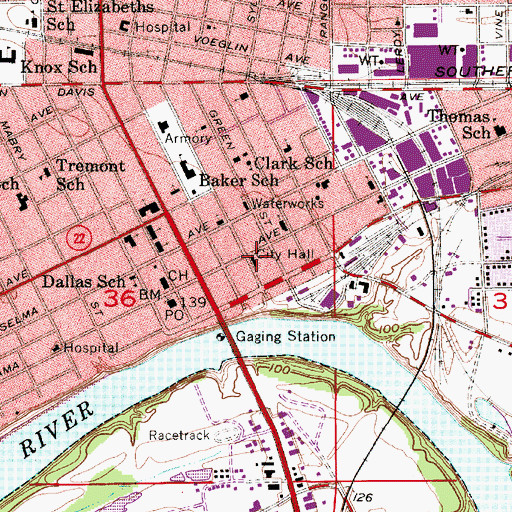 Topographic Map of Selma City Hall, AL