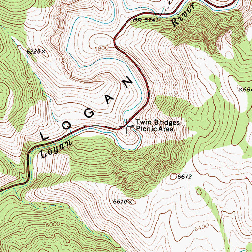 Topographic Map of Twin Bridges Picnic Area, UT