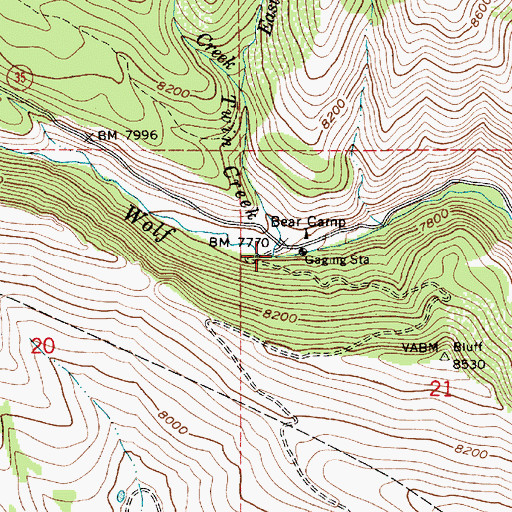 Topographic Map of Twin Creek, UT