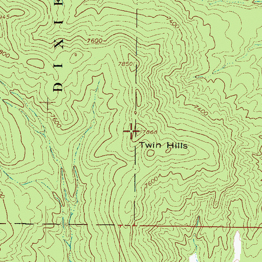 Topographic Map of Twin Hills, UT