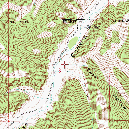 Topographic Map of Twin Hollow, UT