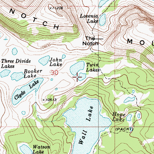 Topographic Map of Twin Lakes, UT