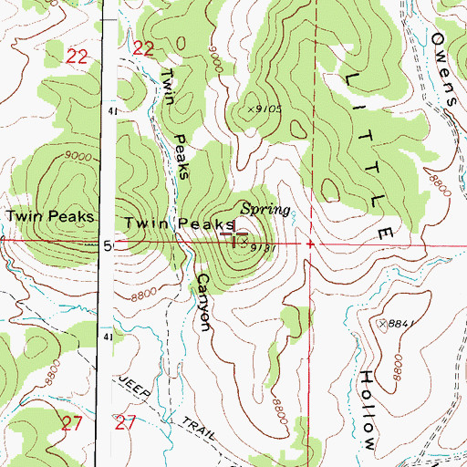 Topographic Map of Twin Peaks, UT