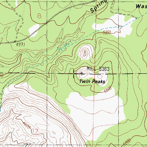 Topographic Map of Twin Peaks, UT