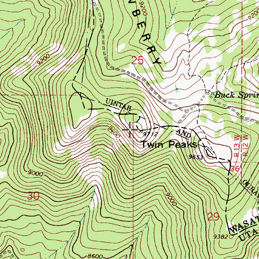Topographic Map of Twin Peaks, UT