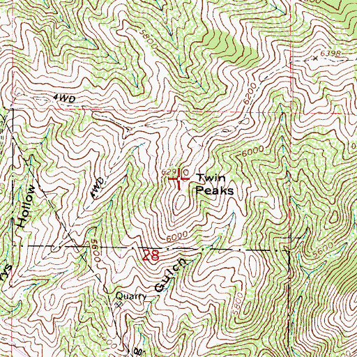 Topographic Map of Twin Peaks, UT