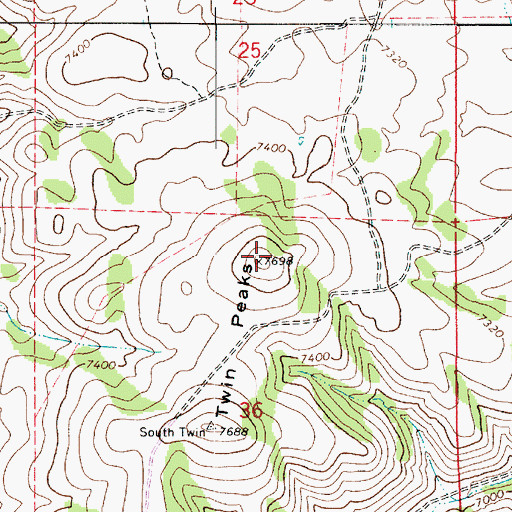 Topographic Map of Twin Peaks, UT