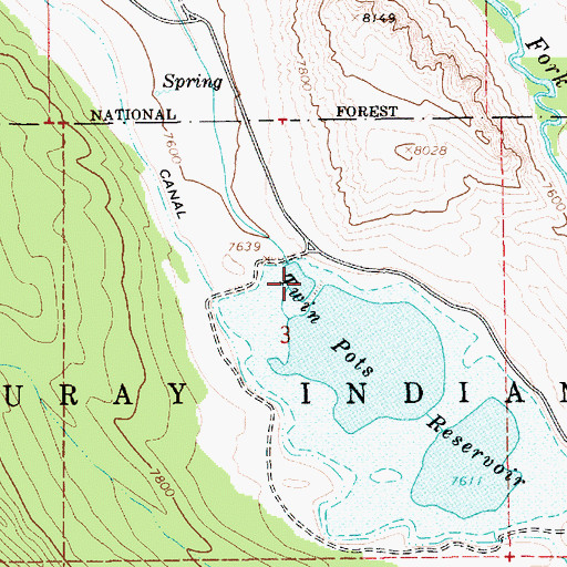 Topographic Map of Twin Pots Reservoir, UT