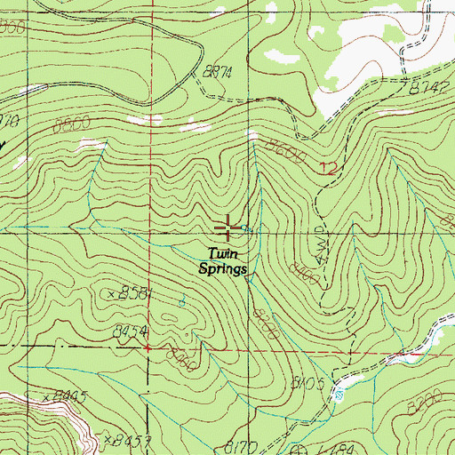 Topographic Map of Twin Springs, UT