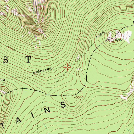 Topographic Map of Uinta Highline Trail, UT
