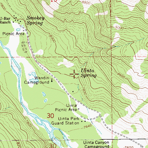Topographic Map of Uinta Spring, UT