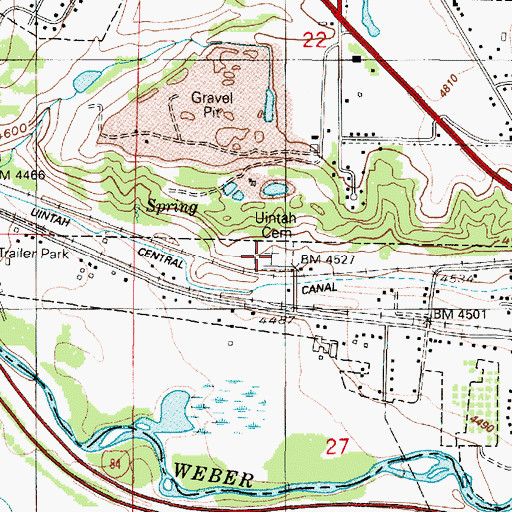Topographic Map of Uintah Town Cemetery, UT