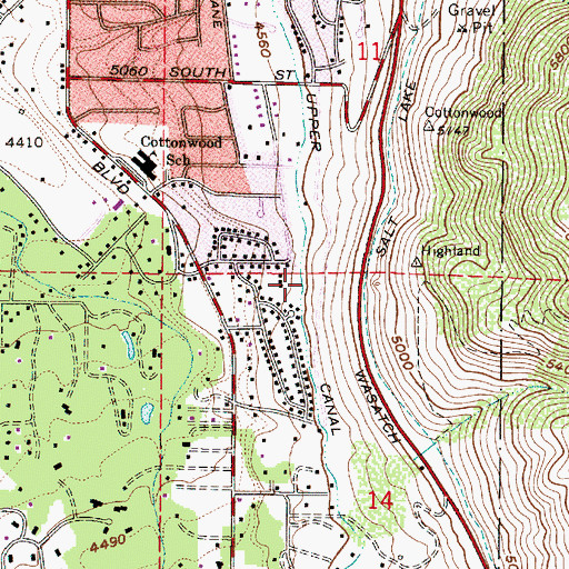 Topographic Map of Upper Canal, UT