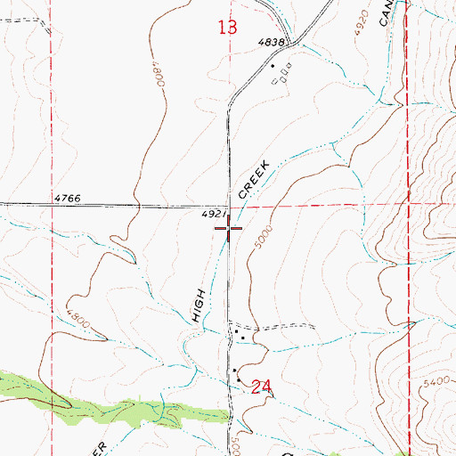 Topographic Map of Upper High Creek Canal, UT